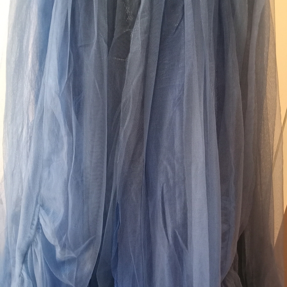 Ruffles Tulle Ball Gowns Off Shoulder Dresses 2024 Long Strapless Navy Blue - Picture 11 of 11